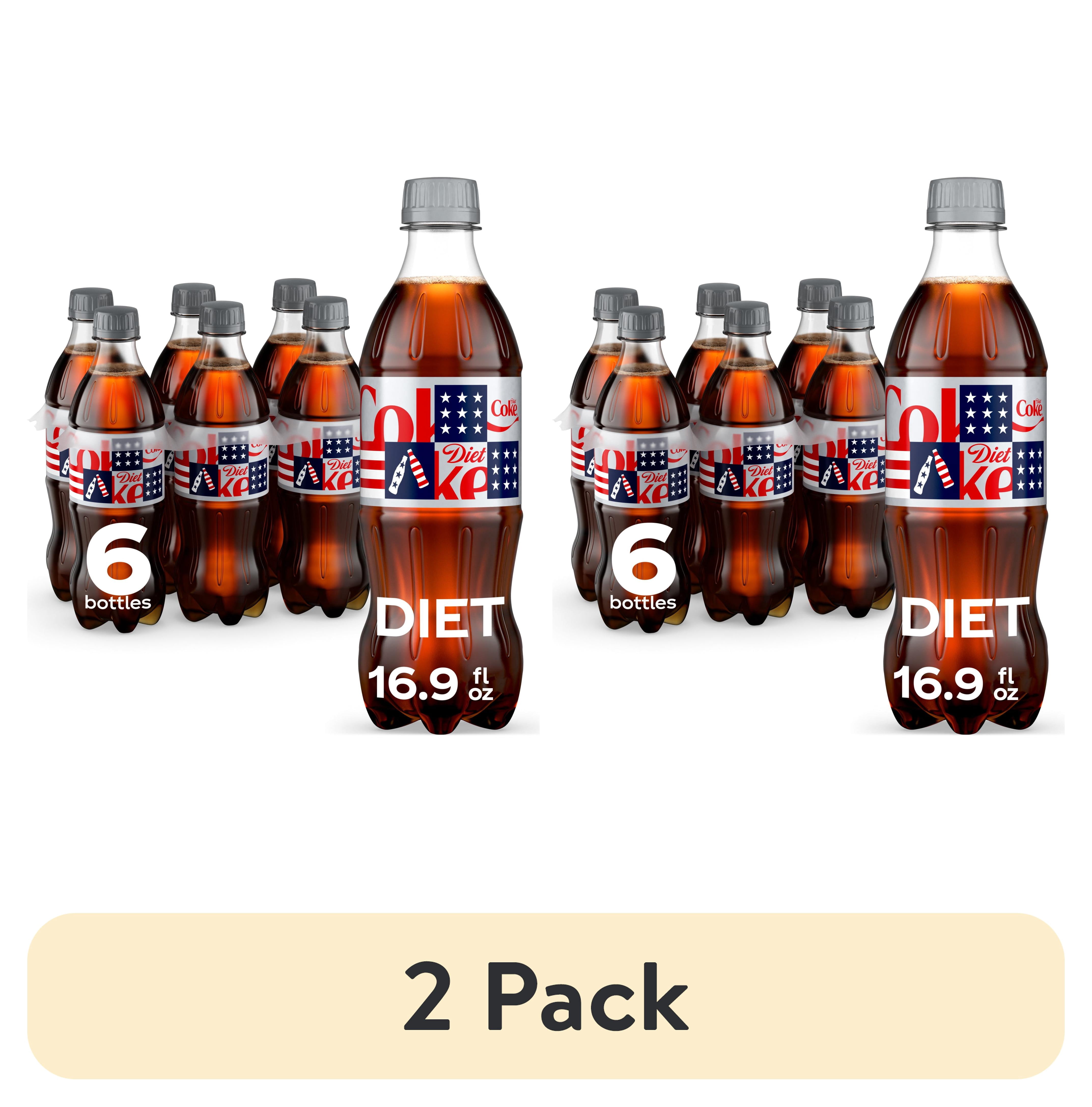 (2 pack) Diet Coke Soda Pop Bottles, 16.9 fl oz, 6 Pack