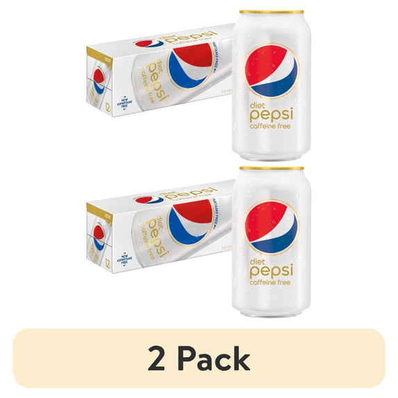 (2 pack) Diet Pepsi Caffeine Free, 12 fl oz, 12 Pack Cans