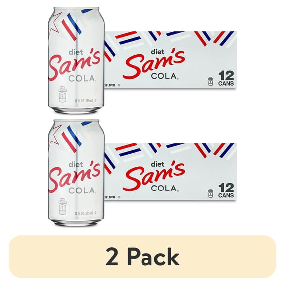 (2 pack) Diet Sam's Cola Soda Pop, 12 fl oz, 12 Pack Cans
