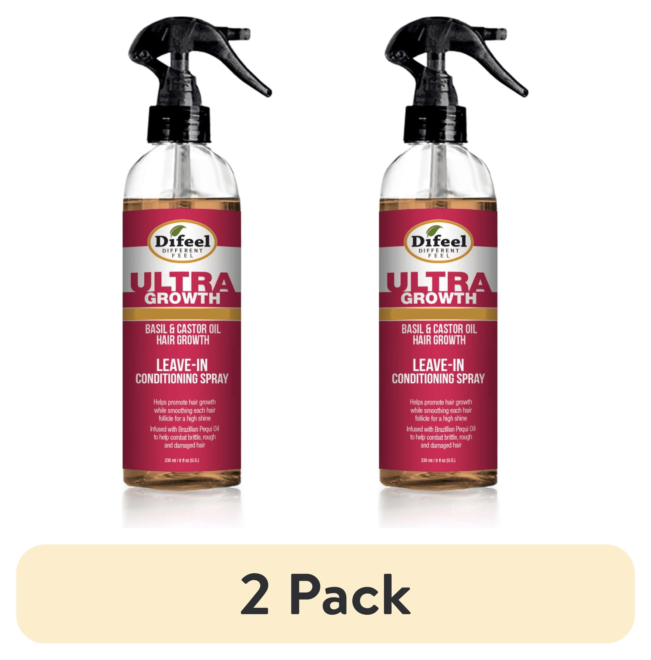 (2 pack) Difeel Ultra Growth Basil & Castor Leave In Conditioning Spray, Hair Loss Treatment Mist, 6 oz