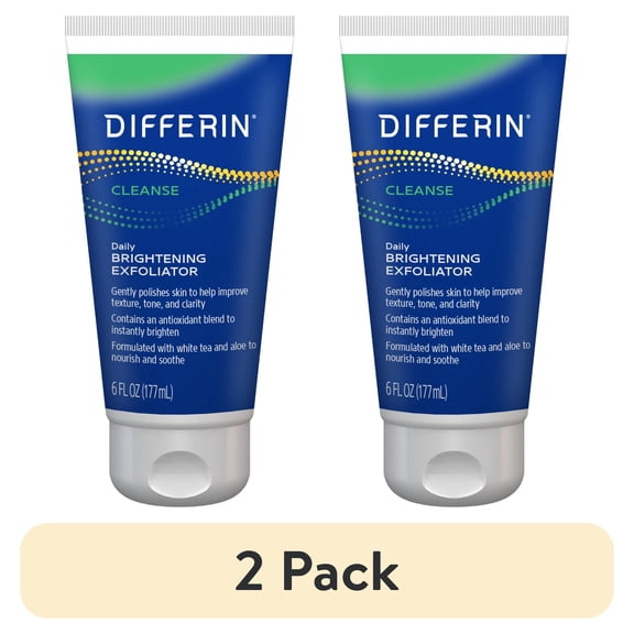 Differin Cleanse Daily Brightening Exfoliator with Antioxidant Blend, Gentle Face Scrub for Acne-Prone Skin, Jojoba Beads, 6 fl oz​