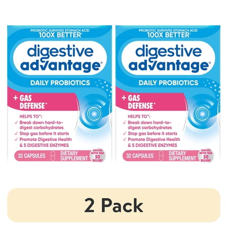 (2 pack) Digestive Advantage Gas Defense Probiotics For Women And Men, Digestive Enzymes For Gut Health, 32 Capsules price history and forecast - Digestive Advantage 020525970220