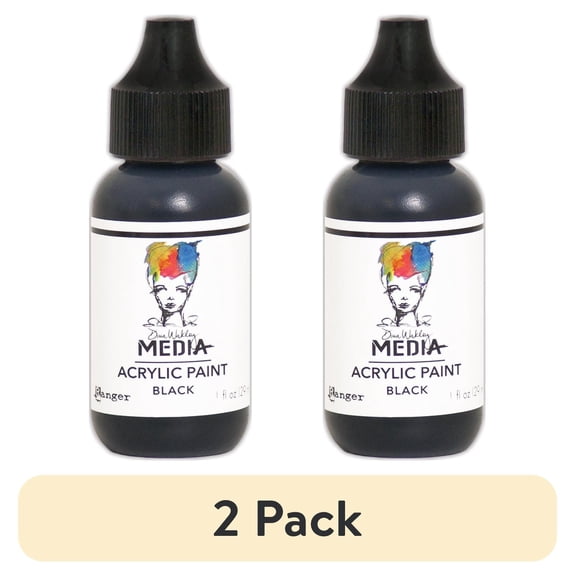 (2 pack) Dina Wakley Media Acrylic Paint 1oz-Black