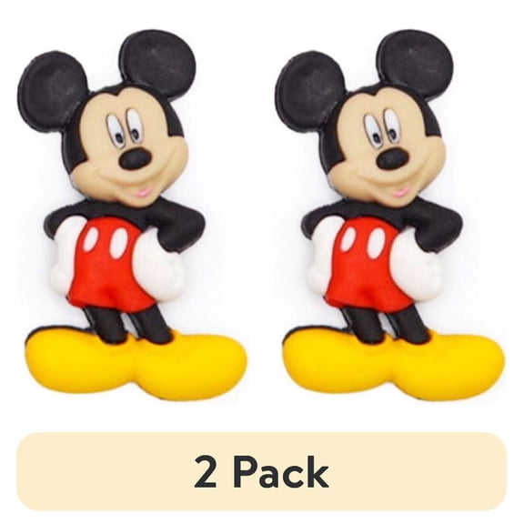(2 pack) Disney Buttons, Mickey and Minnie, Sewing Fasteners, Multi-Color, 4 Pieces