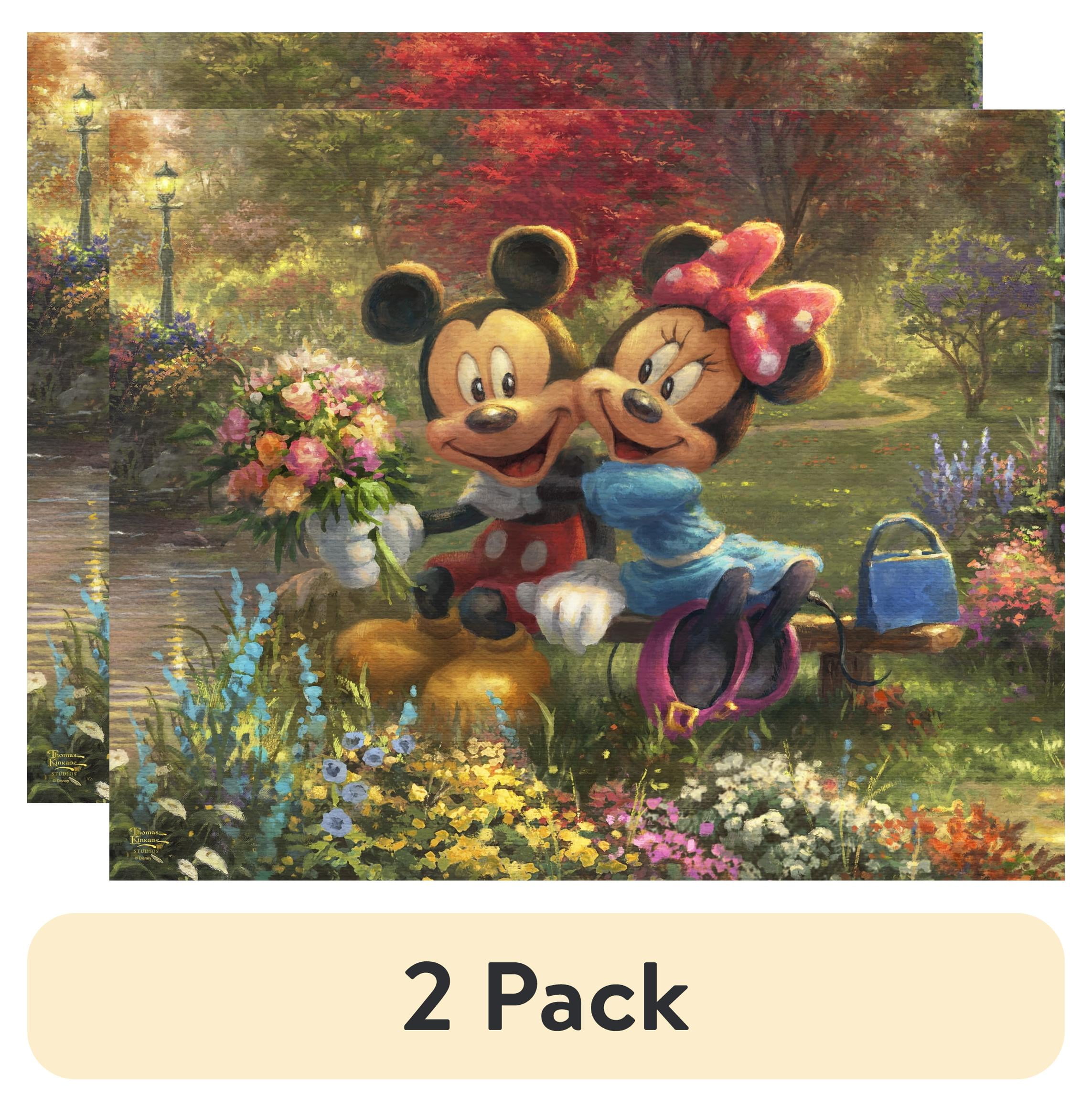 (2 pack) Disney 1 Yard 100% Cotton Mickey and Minnie in Central Park, Multi-color, 44" Wide for Quilting & Sewing