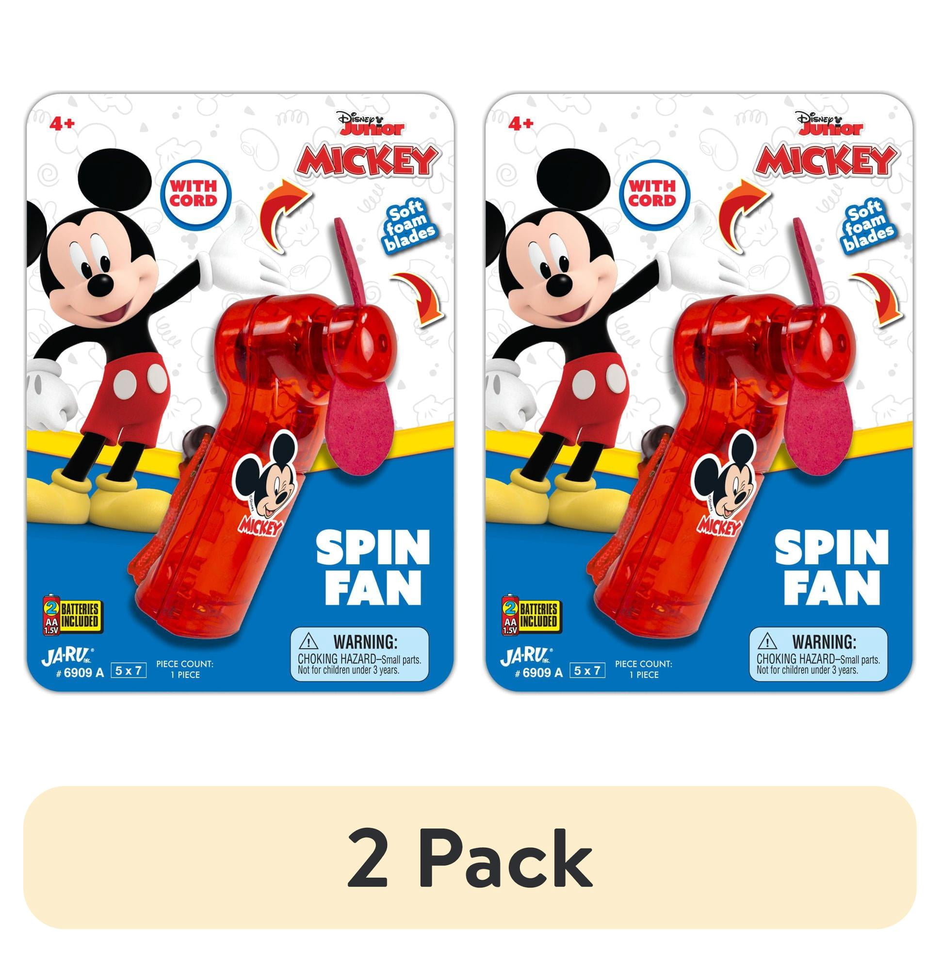 (2 pack) Disney Handheld Spin Fan with Soft Foam Blades for Ages 4+