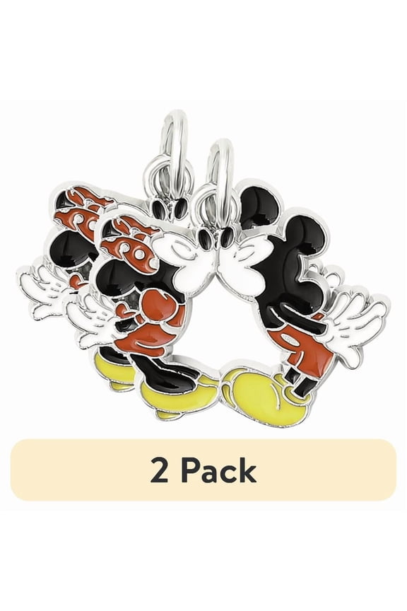 (2 pack) Disney Mickey Mouse Silver-Tone Love Charm 4-Piece Set with Enamel