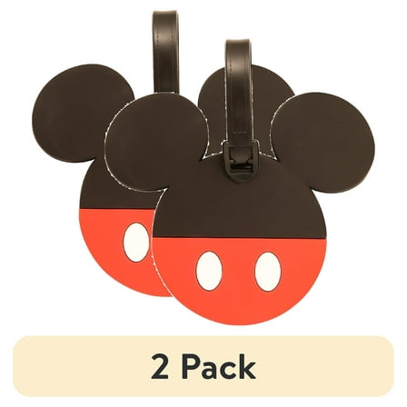 (2 pack) Disney Mickey Mouse PVC Luggage Tag – (Kids and Adults)
