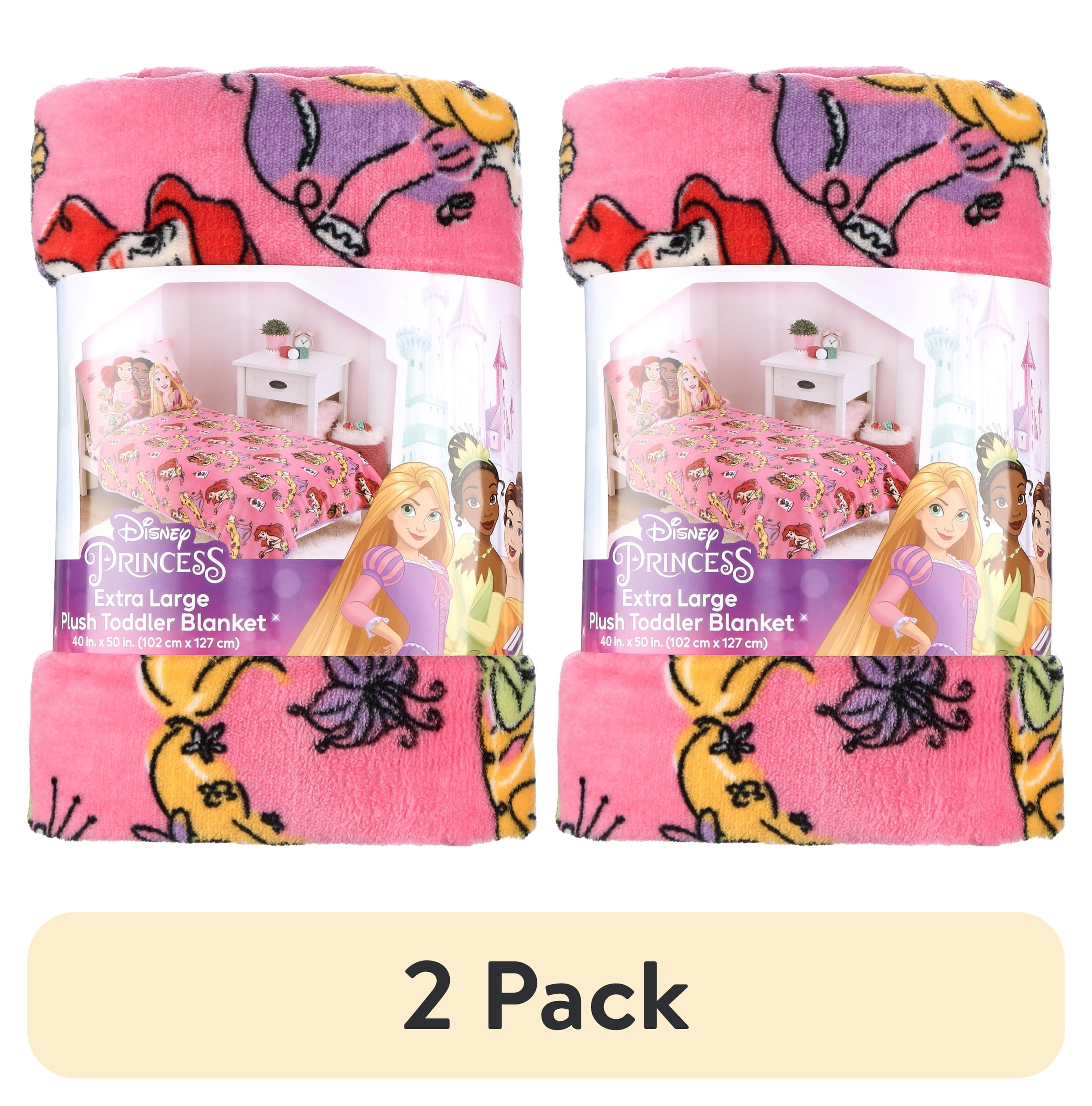 (2 pack) Disney Princess Plush Toddler Throw Blanket, 40"x50", Pink