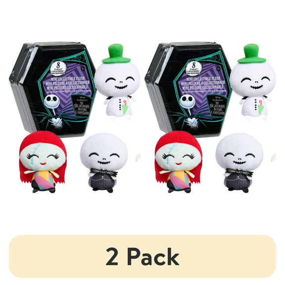 (2 pack) Disney Tim Burton's The Nightmare Before Christmas Mini Collectible Plush Capsule, Kids Ages 3+