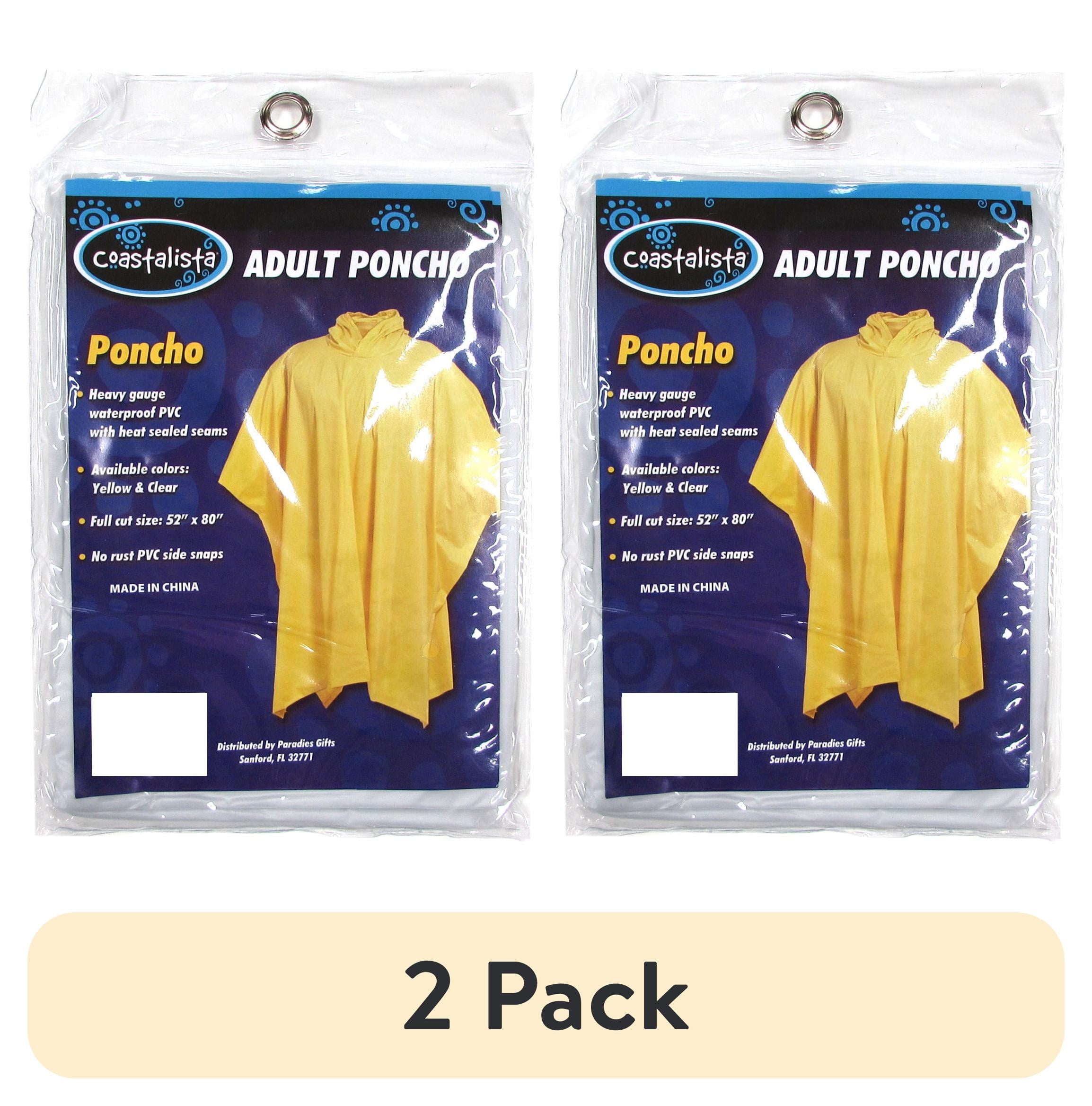 (2 pack) Disney Waterproof Heavy Duty Compact Travel Rain Poncho, (Adult)