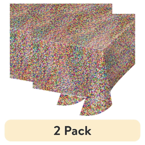 (2 pack) Disposable Multicolor Prismatic Dots Plastic Tablecloth, 54" x 84" in by Way to Celebrate