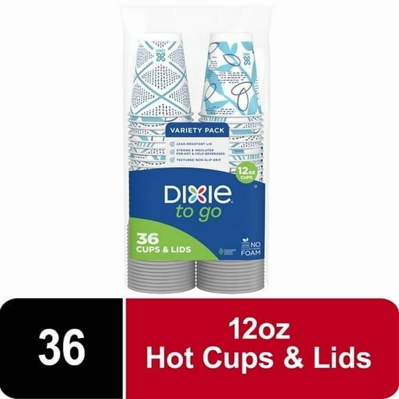 (2 pack) Dixie To Go Disposable Paper Cups, 12 oz, Multi-Color