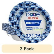 (2 pack) Dixie Ultra Big Bowl Disposable Paper Bowls, 34 oz, Multi-Color, 25 Count