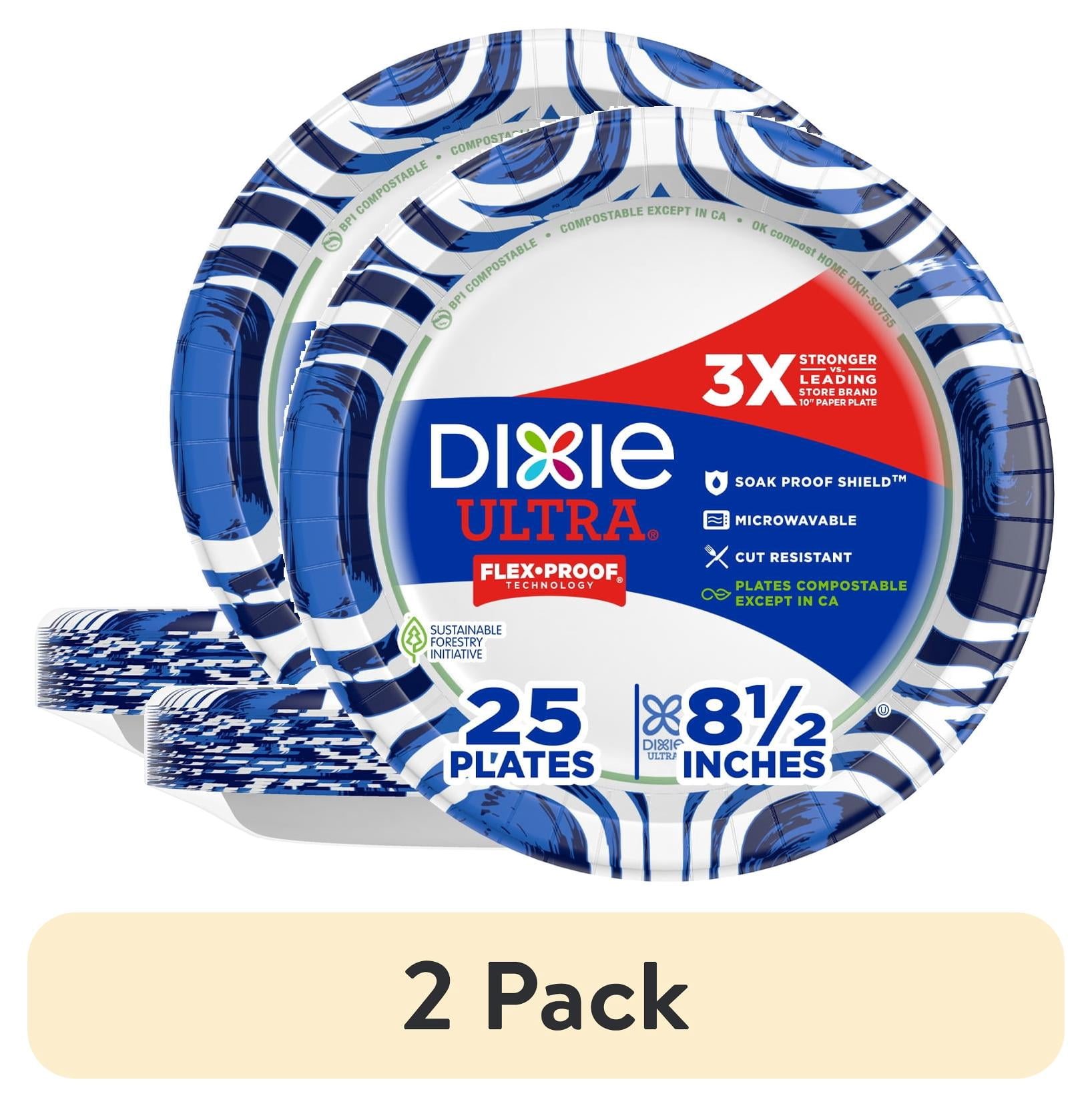 (2 pack) Dixie Ultra Disposable Paper Plates, 8.5", Multi-Color, 25 Count