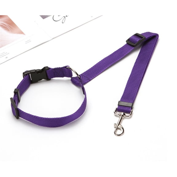 2 pack Dog Cat Safety Seat Belt Strap Car Headrest Restraint Adjustable Fabric Dog Restraints Vehicle Seatbelts Harness (Purple)