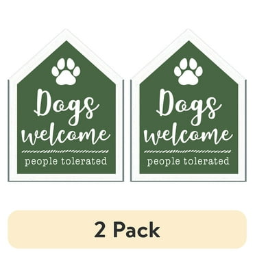 (2 pack) Dogs Welcome House-Shaped Framed Wall Plaque Art - 7.5" x 5.5"