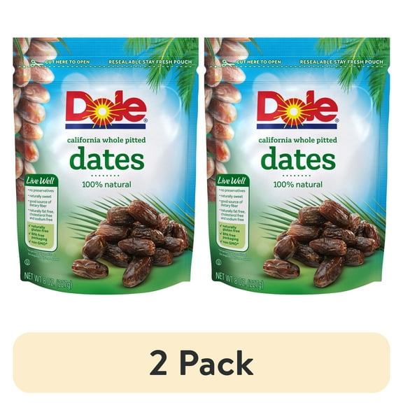 (2 pack) Dole California Pitted Dates, 8 Oz Snack