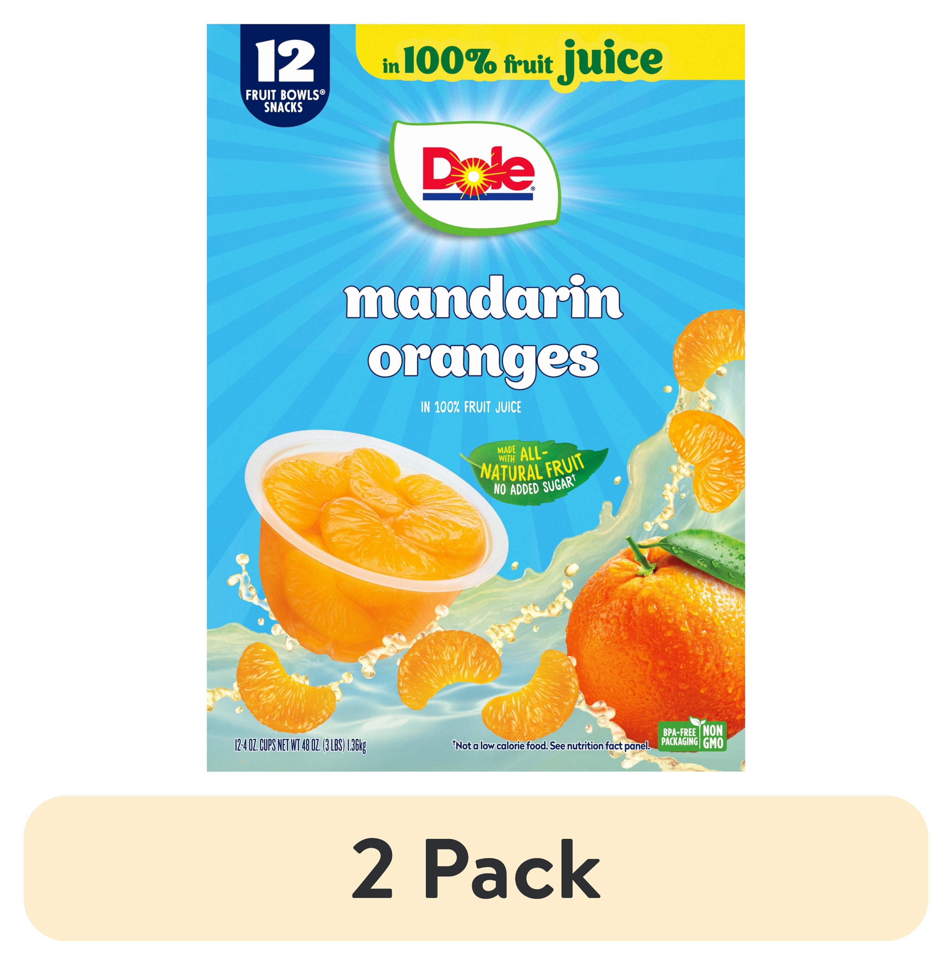 (2 pack) Dole Fruit Bowls Mandarin Oranges in 100% Fruit Juice, 4 oz Cups (12 Pack)
