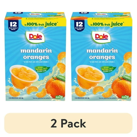 (2 pack) Dole Fruit Bowls Mandarin Oranges in 100% Fruit Juice, 4 oz Cups (12 Pack)