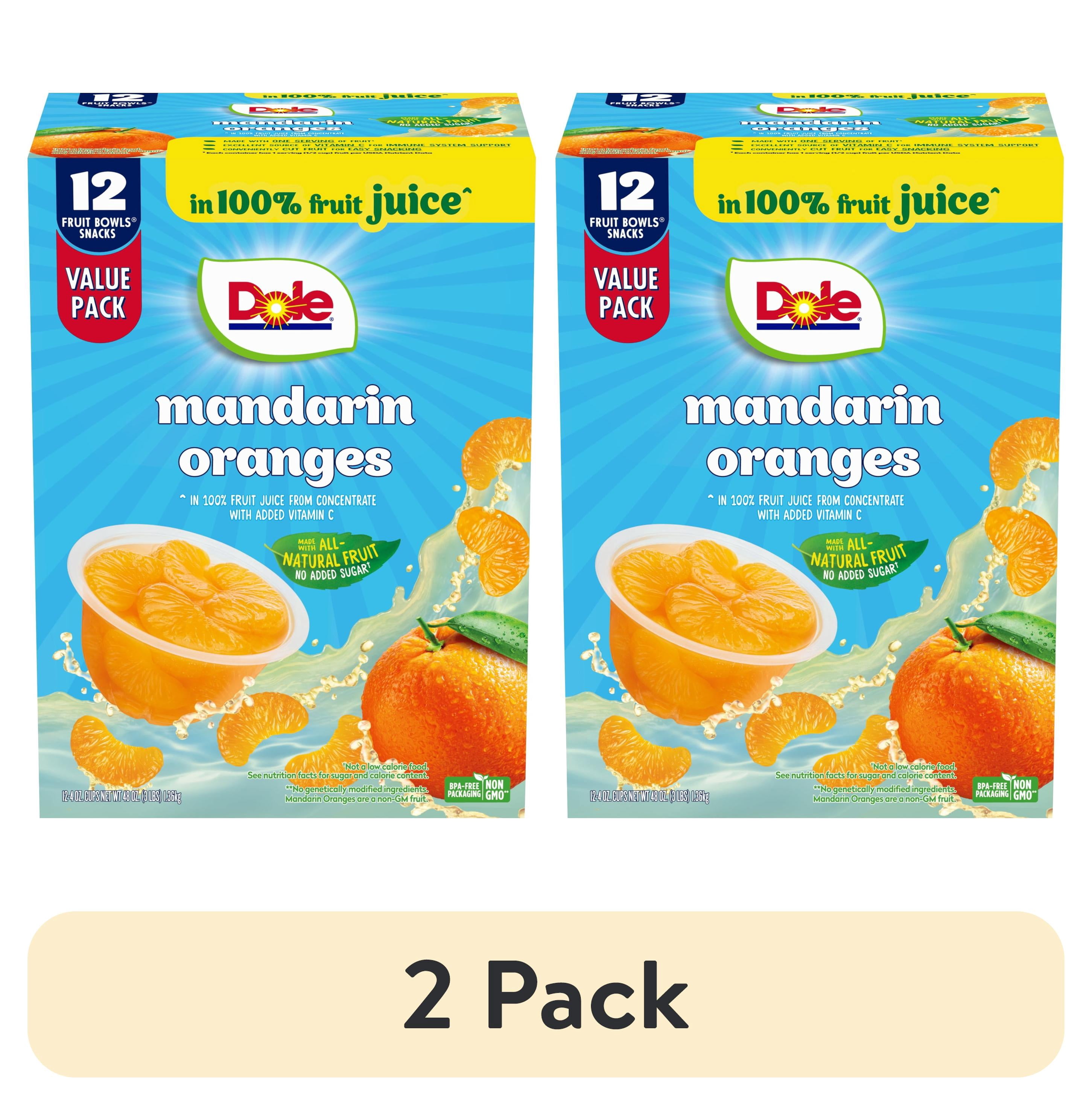 (2 pack) Dole Fruit Bowls Mandarin Oranges in 100% Fruit Juice, 4 oz Cups (12 Pack)