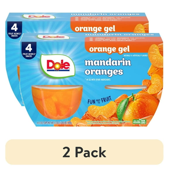 (2 pack) Dole Fruit Bowls Mandarin Oranges in Orange Gel, 4.3 oz Cups (4 Pack)