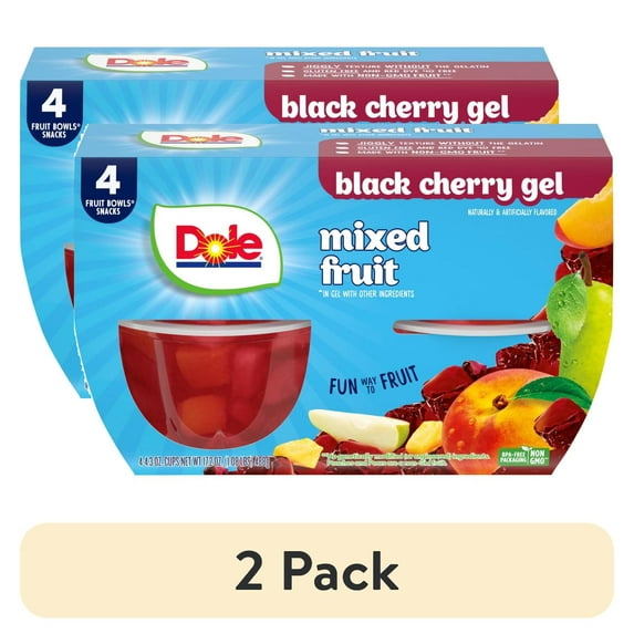 (2 pack) Dole Fruit Bowls Mixed Fruit in Black Cherry Gel, 4.3 oz Cups (4 Pack)