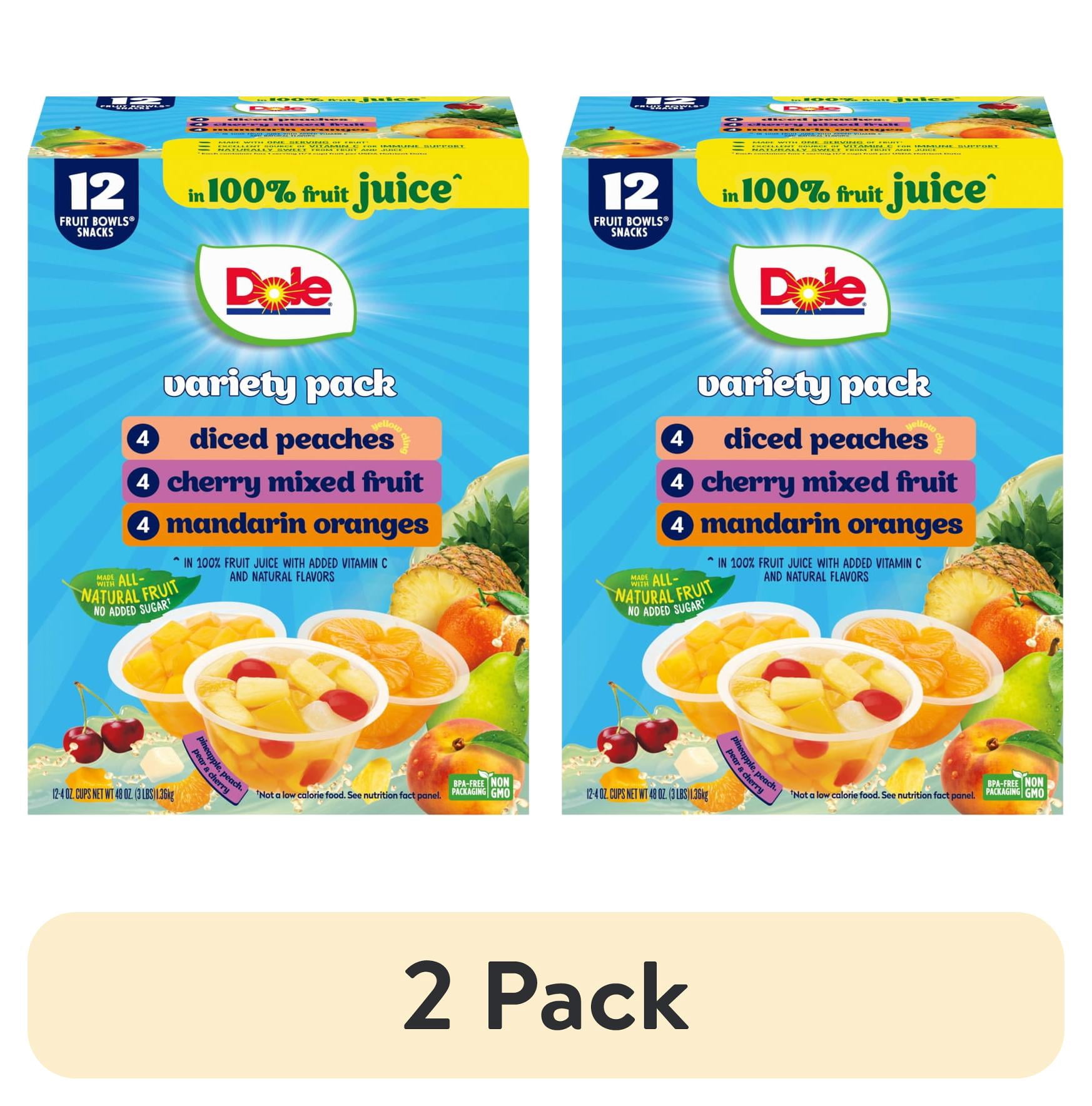 (2 pack) Dole Fruit Bowls Peaches, Mandarin Oranges, Cherry Mixed Fruit in 100% Fruit Juice, 4 oz (12 Pack)