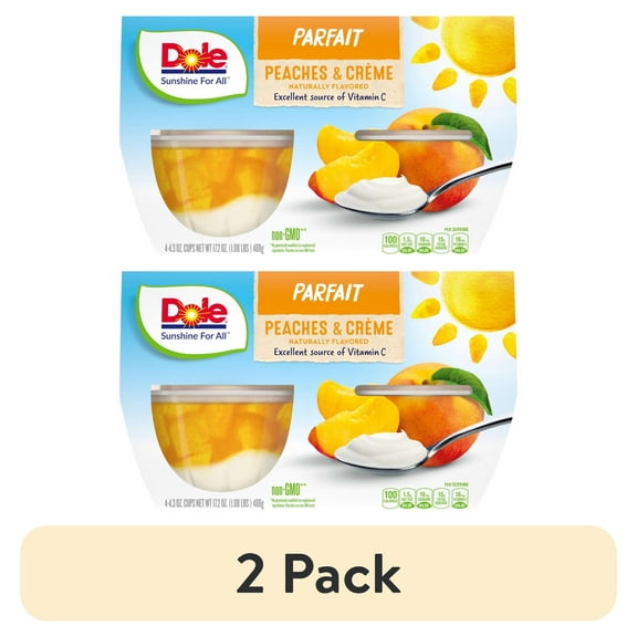 (2 pack) Dole Fruit Bowls Peaches and Crème Parfait, 4.3 oz Cups (4 Pack)