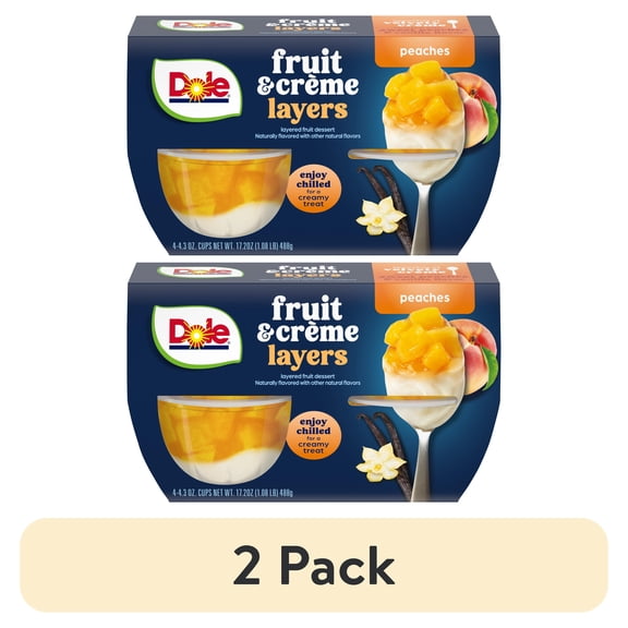 (2 pack) Dole Fruit Bowls Peaches & Creme Layers Snacks, 4.3oz 4 Total Cups
