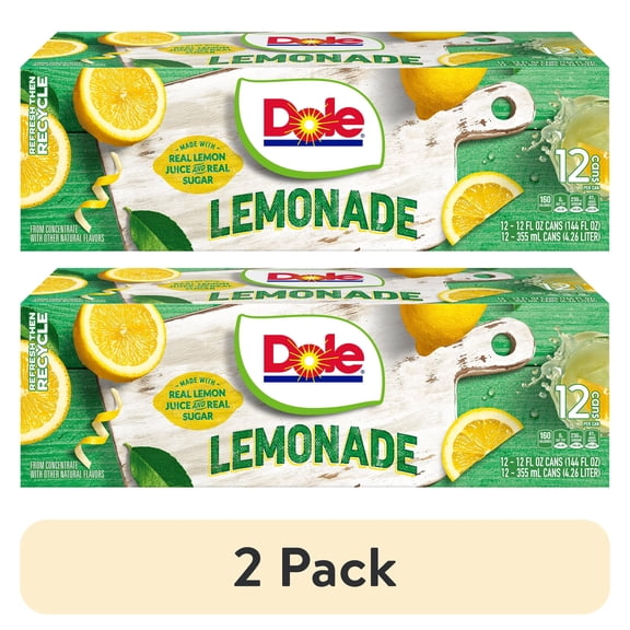 (2 pack) Dole Lemonade Juice Drink, 12 fl oz 12 Pack Cans