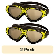 (2 pack) Dolfino Tidal Sport Wide Mirrored Silicone Swimming Sport Goggles, Black