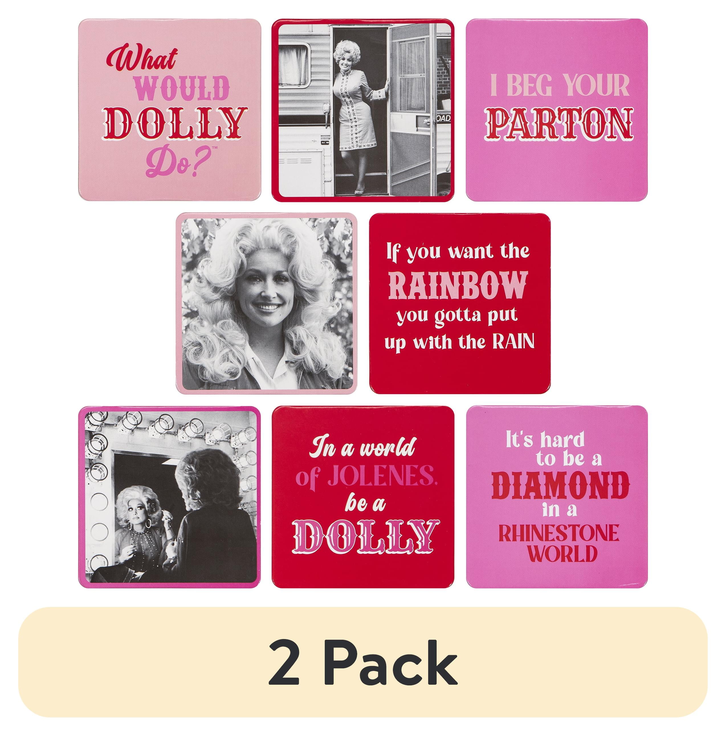 (2 pack) Dolly Parton Double Sided Multi-Color Coasters, 8 Count