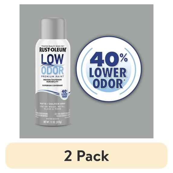 (2 pack) Dolphin Gray, Rust-Oleum Low Odor Premium Matte Spray Paint- 11 oz