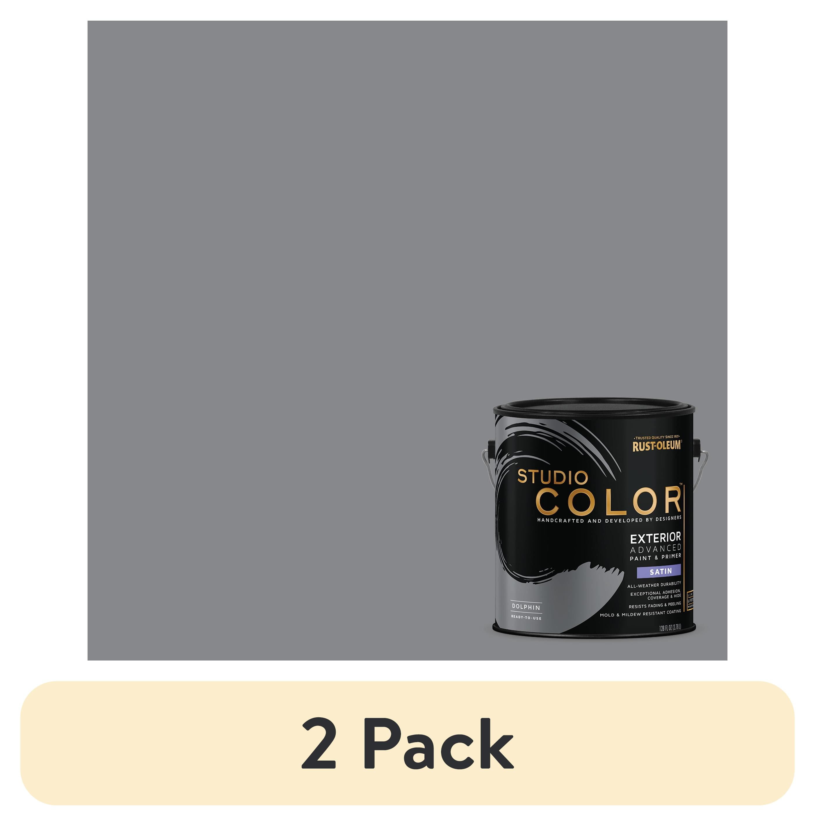 (2 pack) Dolphin, Rust-Oleum Studio Color Exterior Paint + Primer, Satin Finish, Gallon