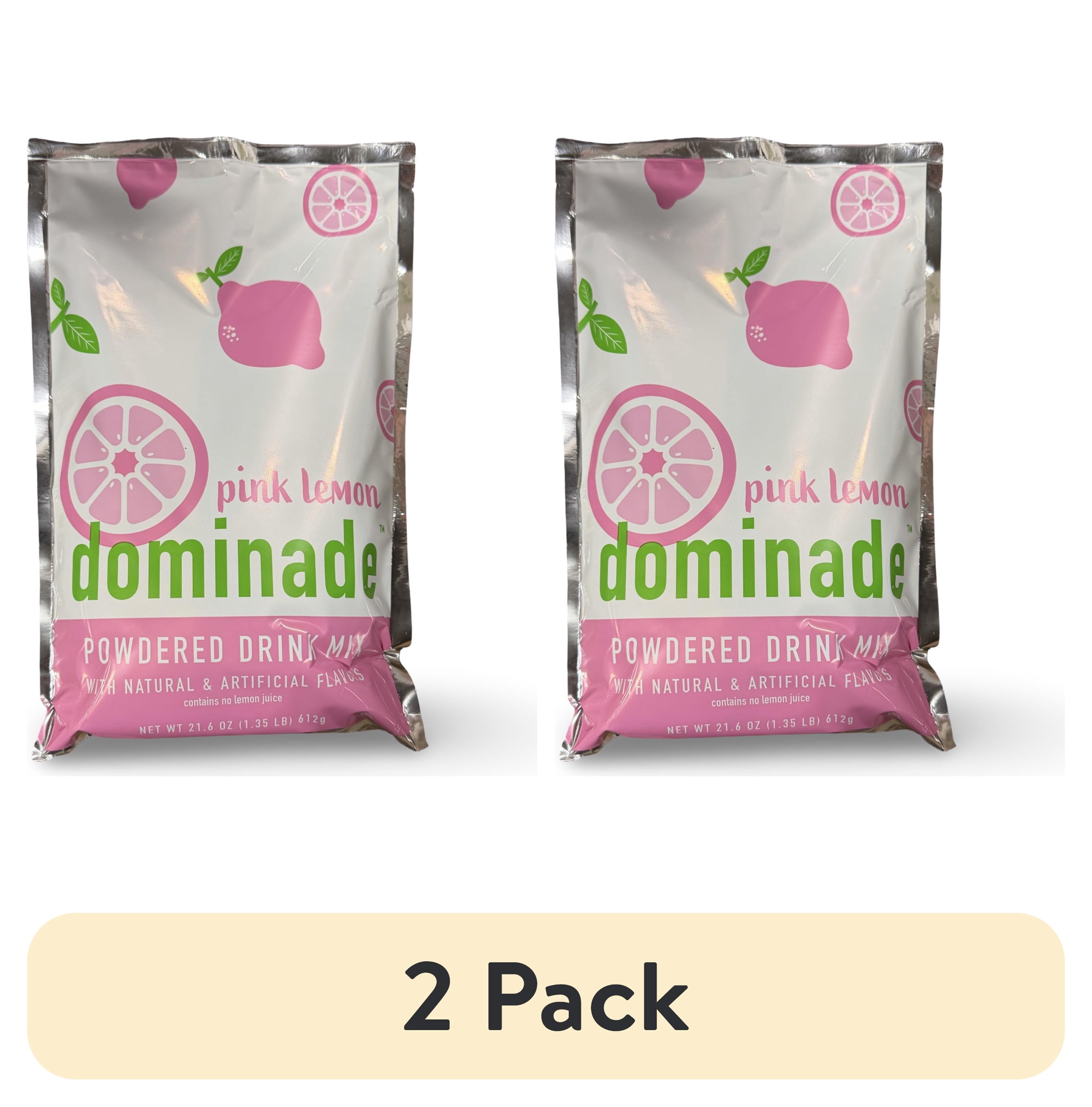 (2 pack) Dominade Dominade Bulk Pink Lemonade Powdered Drink Mix | 3x Huge 21.6 Oz Pouches (90 Servings)