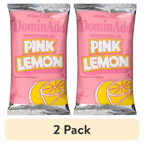 (2 pack) Dominade Dominade Bulk Pink Lemonade Powdered Drink Mix | 3x Huge 21.6 Oz Pouches (90 Servings)