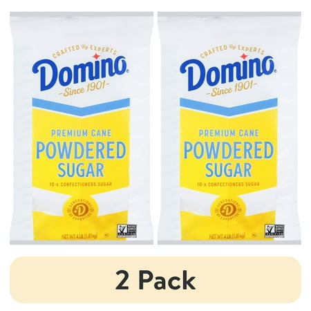 (2 pack) Domino Confectioners Sugar, Pure Cane, 10x Powdered, Allergen-Free, 4 lb (1.81 kg), Plastic Bag