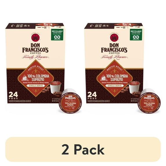 (2 pack) Don Francisco's Colombia Medium Roast Coffee: 24 K-Cup Compatible Single-Serve Pods, 100% Arabica, Recyclable Through TerraCycle