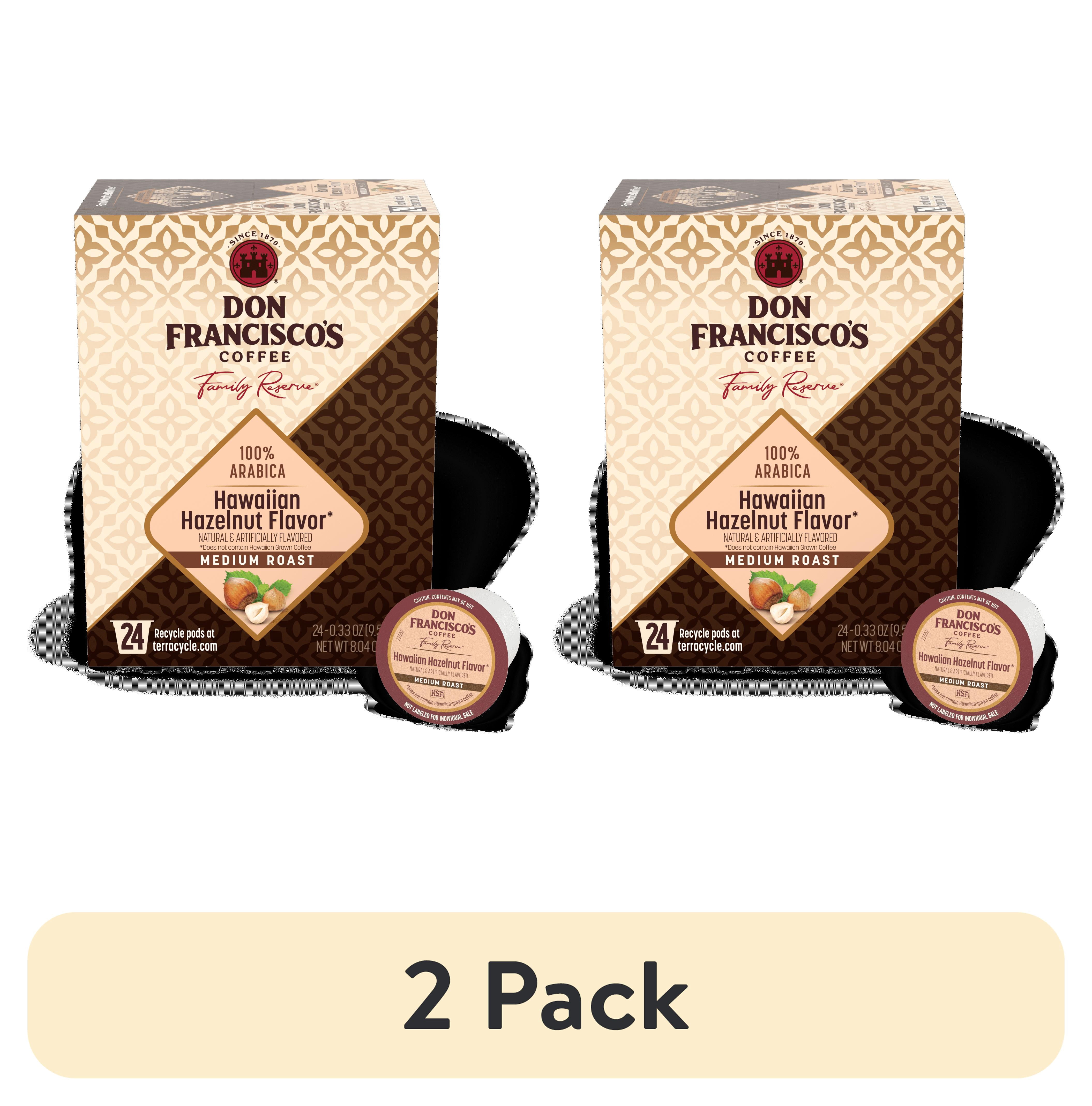 (2 pack) Don Francisco's Hawaiian Hazelnut Medium Roast Coffee Pods, 24 Count, Arabica with Coconut Flavor for Keurig Machines
