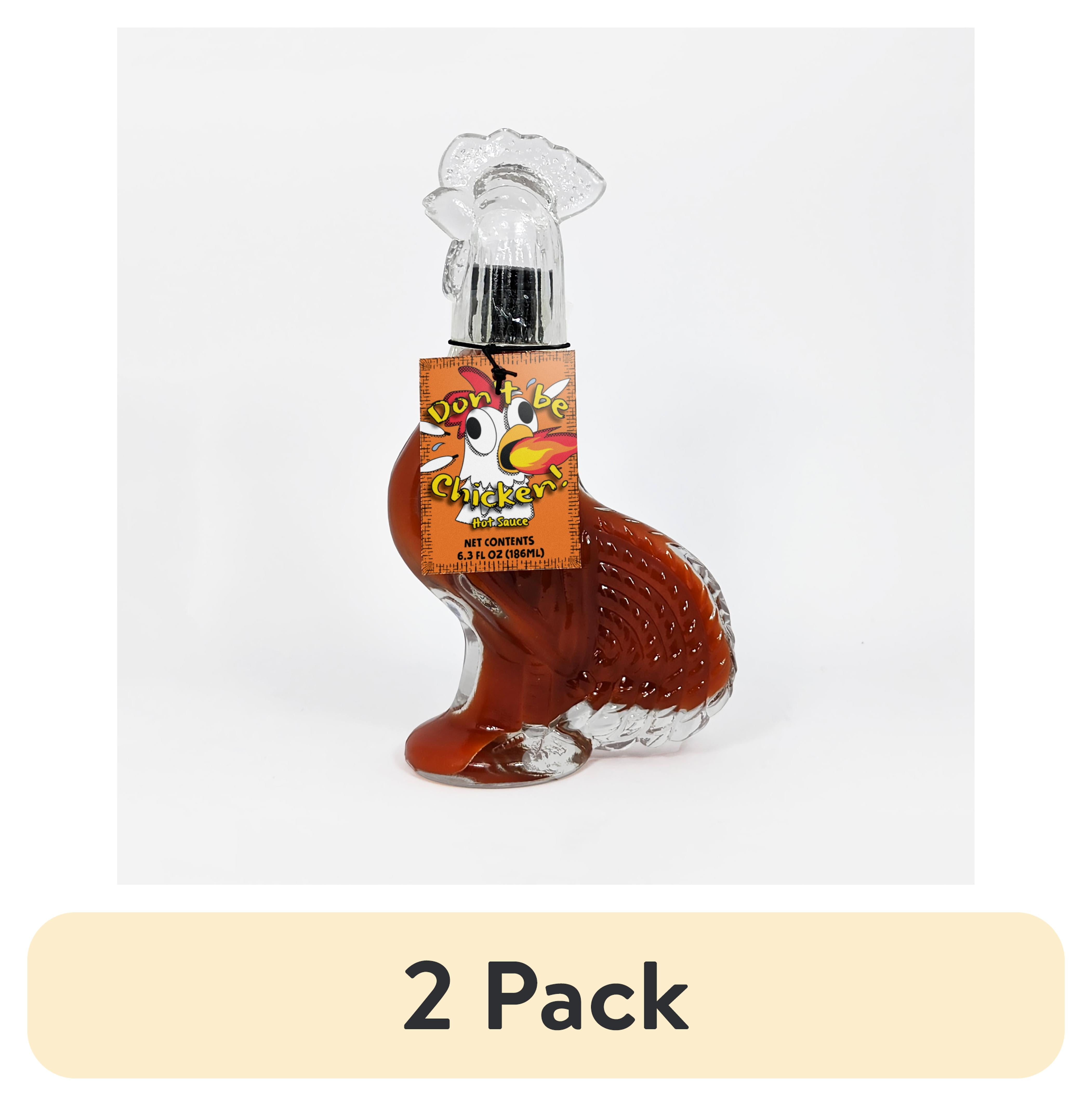 (2 pack) Don't Be Chicken Molded Glass Bottle contains 6.3oz of Red Habanero Hot Sauce Gift from MSRF, Inc.