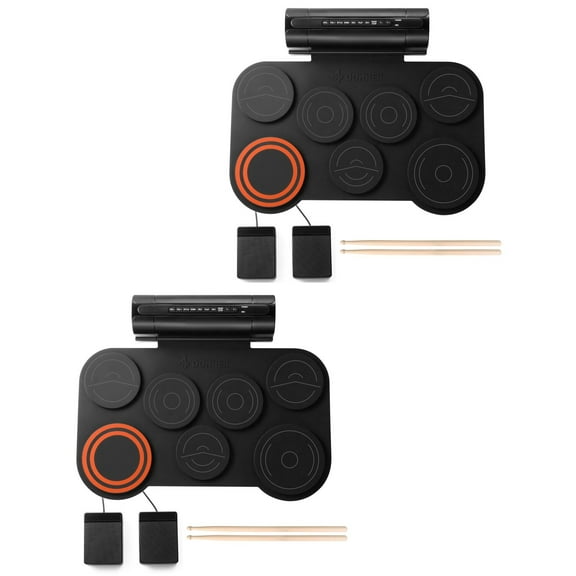 (2 pack) Donner Kids Electric Drum Set for Beginners, 12 Demo Roll up Quiet Drum Pad, Built-in Speaker, Musical instruments Toys for Child