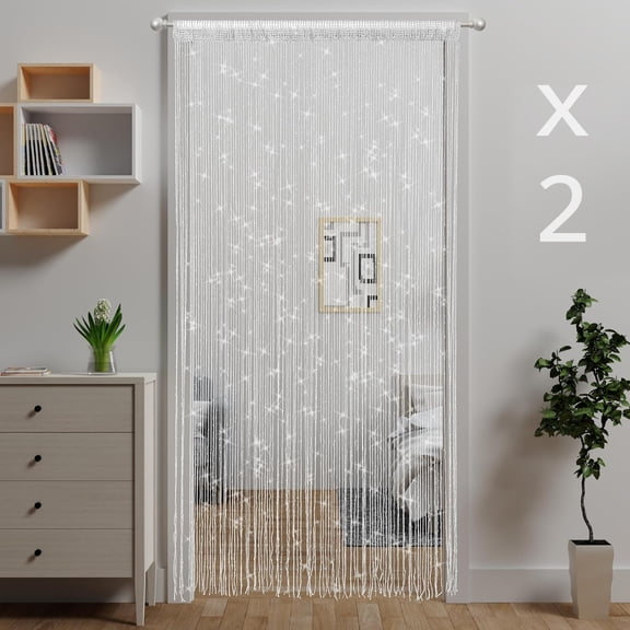 2 Pack Decorative Beaded Curtains Glitter String Doorway Curtain Tassel Fringe Screen Wall Panel, Room Divider for Window Closet Decor 39 x 79 Inch
