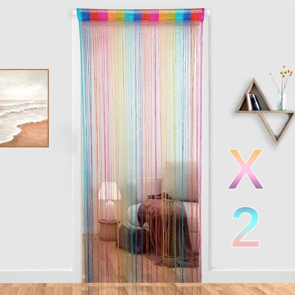 2 pack Door String Curtain Doorway Beads Curtains,Hanging Room Divider Beaded Decor Hippie Glitter Fringe Panel Closet Window Doors Sequin Sheer Boho Doors Tassel