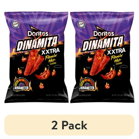 (2 pack) Doritos Dinamita Rolled Tortilla Chips XXTRA Flamin’ Hot Flavored, 10.75 oz Bag
