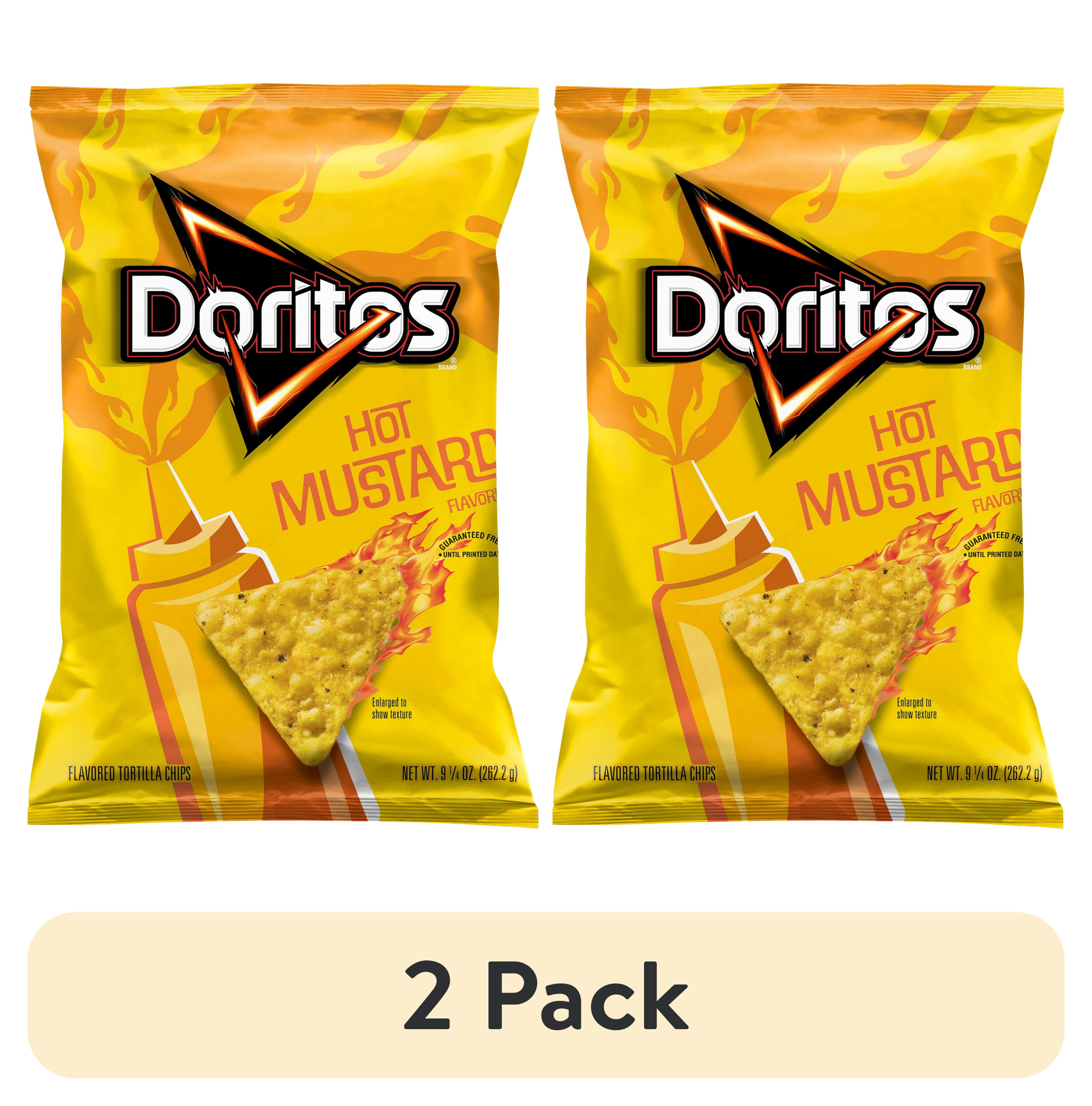 (2 pack) Doritos Hot Mustard flavored Tortilla Chips, 9.25 oz Bag