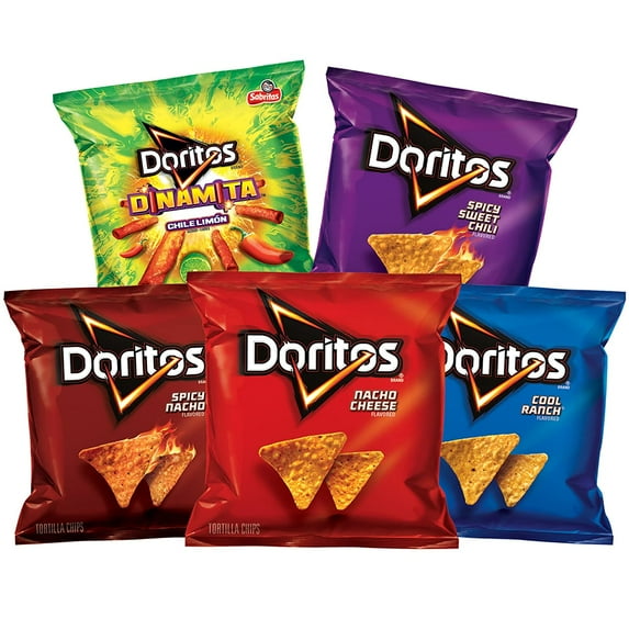 (2 pack) Doritos Tortilla Chips Variety Pack Snack Chips, 40 Count