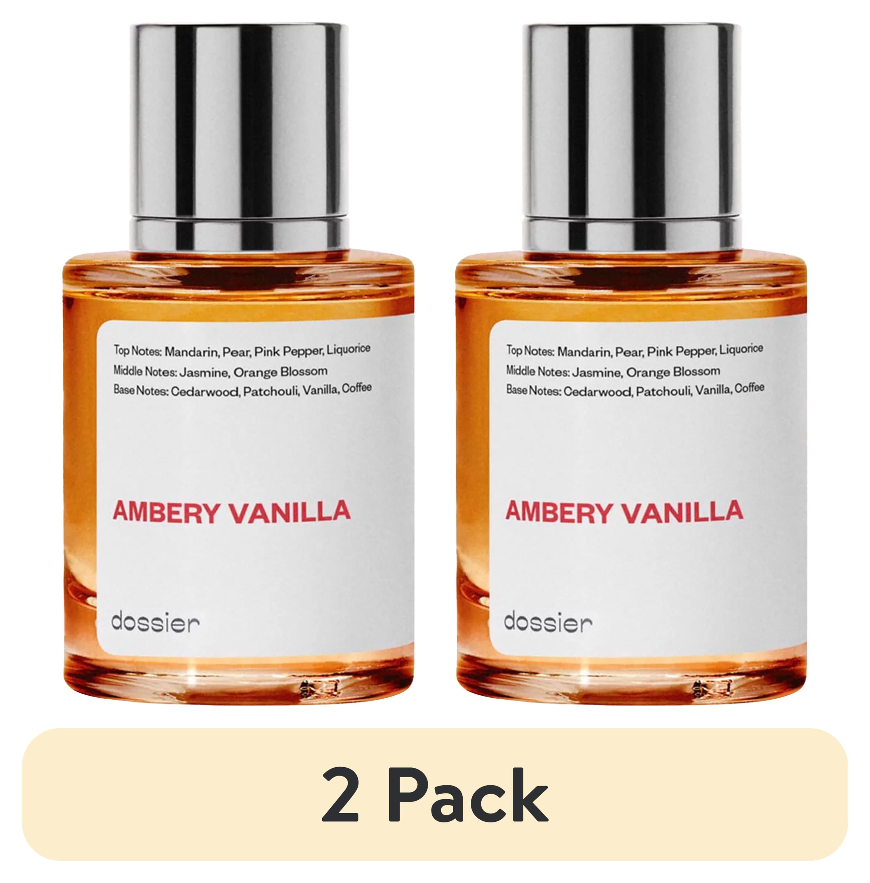 (2 pack) Dossier Ambery Vanilla Eau De Parfum, Inspired by YSL's Black Opium, Perfume for Women, 1.7 oz