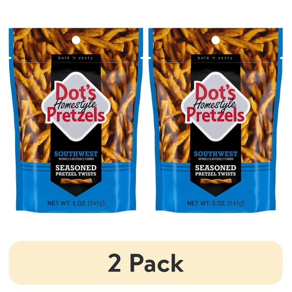 (2 pack) Dot's Homestyle Pretzels Southwest Seasoned Pretzel Twists, 5 oz