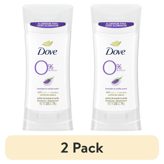 (2 pack) Dove 0% Aluminum Lavender Vanilla Deodorant 2.6 oz